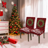 2Pcs Christmas Cahir Cover Stretch Dining Room Chair Protector Cover Style 3