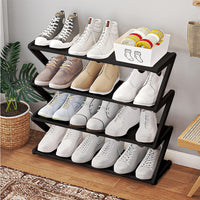 4-Tier Shoe Rack Organizer Space Saving Shoes Organizer for Entryway Bedroom Black