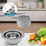 5Pcs Set Mixing Bowl with Scale Stainless Steel Nesting Whisking Bowl for Food Salad Prep