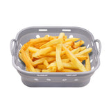 Square Foldable Air Fryer Silicone Pot Reusable Air Fryer Basket Oven Baking Tray Pan Air Fryer Liner Grey