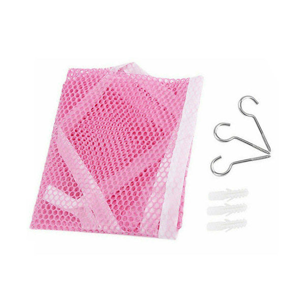 Hanging Wall Toy Hammock Mesh Net Kid Toys Storage Organizer for Stuffed Animals Pink