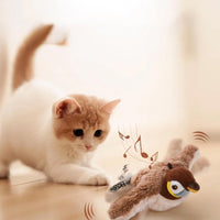 Cat Squeaky Toys Rechargeable Interactive Cat  Toy Touch Activated Kitten Plush Pet Toys Brown