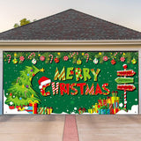 Merry Christmas Banner Holiday Garage Door Decorations Backdrop Background Party Supplies Green