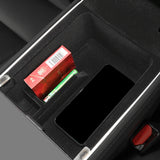 Flocked Rear Center Console Organizer Tray for Tesla Model 3/Y