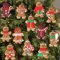 12Pcs Gingerbread Man Decoration Christmas Tree Hanging Pendants Style 1