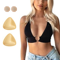 Pair of Double-Sided Adhesive Bra Padding with 5 Pairs of Nipple Covers Lift Up Inserts for Bikini and Sport Bra