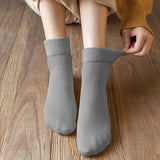 3 Pairs of Warm Plush Thermal Socks Thick Winter Snow Boot Socks for Women Gray