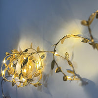 2M 20LEDs Golden Leaves String Lights Home Christmas Wedding Decor