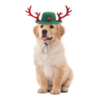 2Pcs Pet Christmas Hats with Reindeer Antlers Festive Christmas Holiday Accessory for Dogs or Cats