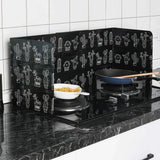 Set of 2Pcs Foldable Oil Splatter Screens Aluminium Foil Gas Stove Splash Proof Baffle Home Kitchen Cooking Gadgets Black