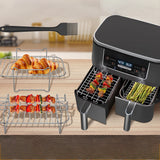 Stainless Steel Air Fryer Racks Set Compatible with Ninja DZ201 DZ401 Air Fryer Accessories Style 2