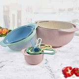 10Pcs Set Plastic Mixing Bowls with Measuring Spoon Nesting Bowls  for Baking Prepping