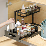 2-Tier Under Sink Organizer Pull Out Shelf for Kitchen Bathroom Countertop