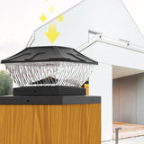 2Pcs Set Solar Post Cap Lights Outdoor Garden Fence Post Lights 2 Lighting Modes Black