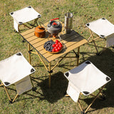 Portable Camping Stool Folding Small Chair for Fishing Hiking Gardening Beige