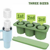 Ice Cube Tray for Stanley 30-40 Oz Tumbler Cup Silicone Hollow Cylinder Ice Mold with Lid for Ice Drink Juice Whiskey Green