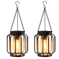 2Pcs Solar Lanterns Outdoor Lights Water-Resistant Hanging Garden Decorative Lights for Yard Patio Style 2