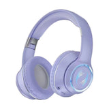 Wireless Bluetooth  Headphones Foldable Headworn Headset with RGB Lights Purple