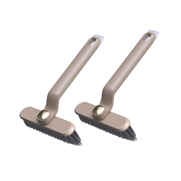 Set of 2Pcs 3-in-1 Rotating Crevice Cleaning Brush Multi-Function Corners Gap Brush for Kitchen Bathroom Brown