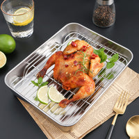 Stainless Steel Barbecue Sheet with Cooling Rack Baking Pan Cookie Sheet for Frige Storage