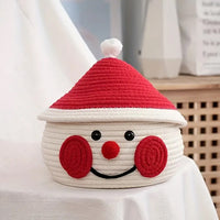 Cartoon Snowman Storage Basket Desktop Basket With Lids Organizing Basket Xmas Decor