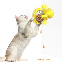 Interactive Pet Treats Dispenser Toy 360 Degrees Rotating Windmill Toy Slow Dog Cat Feeder Yellow