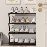 4-Tier Shoe Rack Organizer Space Saving Shoes Organizer for Entryway Bedroom Black