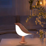 Touch Control Bedside Lamp Magpie LED Desk Lamp Reading Night Light Red Wood Color