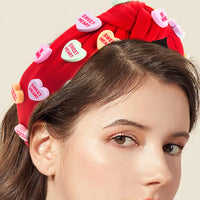 Love Heart Headband for Women Wide Top Knot Headband Hair Accessories Red