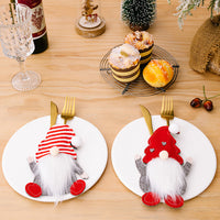 3Pcs Christmas Gnome Tableware Holder Cutlery Bags Set Xmas Party Decor