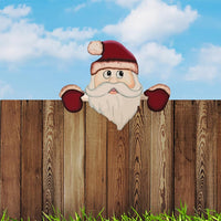 Christmas Fence Peeker Decoration Outdoor Garden Fence Signs Xmas Holiday Decor Style 3