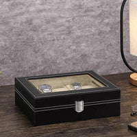 PU Leather Display Storage Box Watch Organizer Case Jewelry Showcase