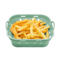 Square Foldable Air Fryer Silicone Pot Reusable Air Fryer Basket Oven Baking Tray Pan Air Fryer Liner Green