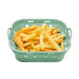 Square Foldable Air Fryer Silicone Pot Reusable Air Fryer Basket Oven Baking Tray Pan Air Fryer Liner Green