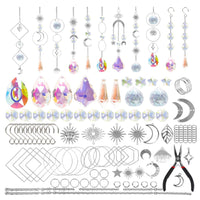 200Pcs DIY Sun Catchers Making Kits Glass Suncatchers Hanging Prism Garden Home Decor Silver