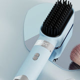 Cordless Hair Straightener Brush Portable Negative Ion Hair Straightening Comb Blue