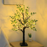 LED Green Leaf Tree Lamp Bedside Night Light Home Office Decor Black