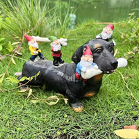 Dachshund Garden Gnomes Statues Table Garden Ornaments Outdoor Style 1