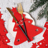 24Pcs Set Cutlery Bag Christmas Table Decoration Dinner Knife Fork Holder Tableware Organizer Red