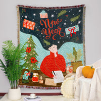 Christmas Theme Camping Blanket Sofa Cover Hanging Background Tapestry Christmas Decor Style 3