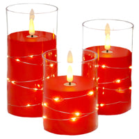 3Pcs LED Candles Battery Operated Fake Candles for Romantic Ambiance Home Decoration Red