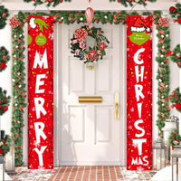 Grinch Inspiration Christmas Porch Sign Merry Christmas Door Banner Xmas Decorations Red