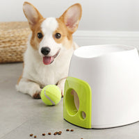 Pet Dog Double Hole Food Reward Machine Automatic Dog Toy Tennis Ball Launcher