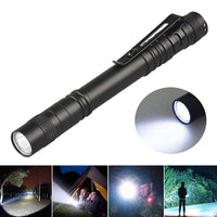 LED Flashlight Clip Mini Light Penlight Pocket Portable Pen Torch Lamp White