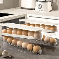 Auto Rolling Fridge Egg Organizer Space Saving Eggs Dispenser for Refrigerator Storage