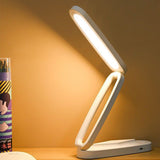 Foldable LED Desk Lamp Touch Dimmable Table Lamp Rechargeable Portable Reading Lamp for Office Home White