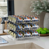 3-Tier Stackable Can Rack Organizer Kitchen Can Storage Dispenser White