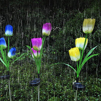 4Pcs Solar Tulips Flower Light Garden Patio Yard Decorative Stake Light Holiday Party Decor