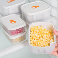 2Pcs Set Stackable Food Storage Drain Containers with Lids and Ventilation Holes