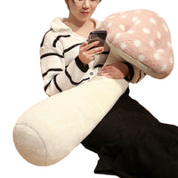 Mushroom Plush Pillow Stuffed Long Body Pillow Sofa Home Decoration Pink